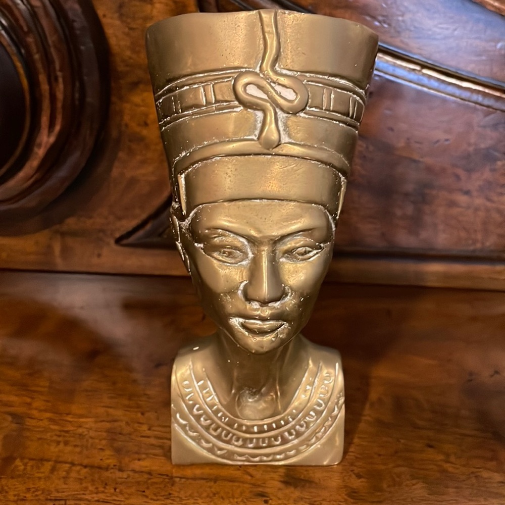 Vintage Brass Egyptian Queen Bust.